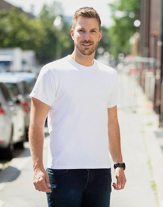 Premium 100% Cotton  White Crew Neck T-Shirt – Everyday Comfort &amp; Style,Unisex