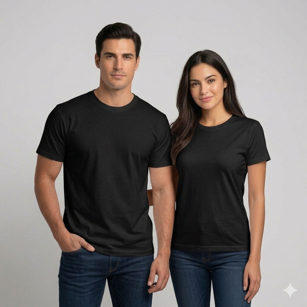 Premium 100% Cotton  Black  Crew Neck T-Shirt – Everyday Comfort &amp; Style,Unisex