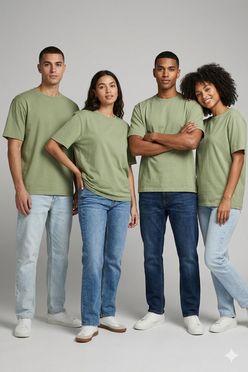 Premium 100% Cotton Light Green  Crew Neck T-Shirt – Everyday Comfort &amp; Styleduct, Unisex