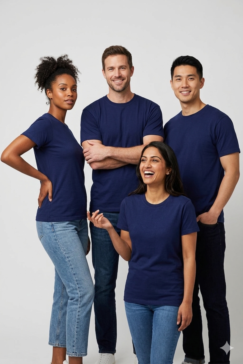 Premium 100% Cotton Navy Blue  Crew Neck T-Shirt – Everyday Comfort &amp; Style,Unisex