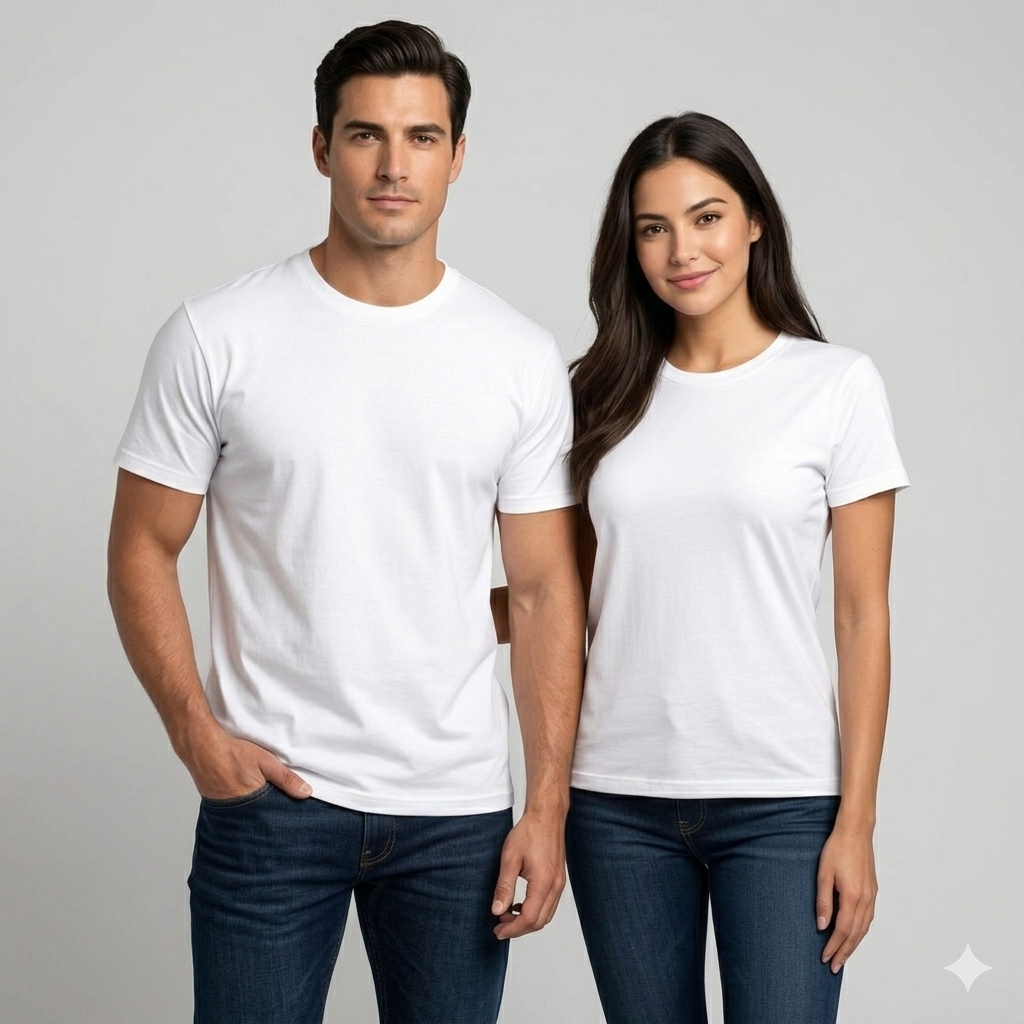 Premium 100% Cotton  White Crew Neck T-Shirt – Everyday Comfort &amp; Style,Unisex