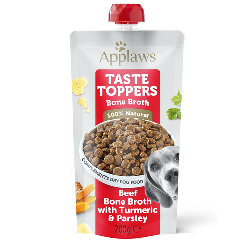 Applaws Taste Toppers 100% Natural Dog Food Topper, Beef Broth for Dry Dog Food, 6 x 200 g Bags