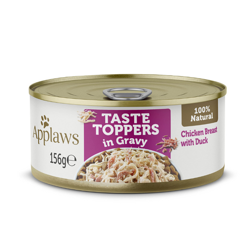 Applaws Taste Topper in Gravy Chicken Breast with Duck Dog Food 156 grams Can,(Pack of 12)